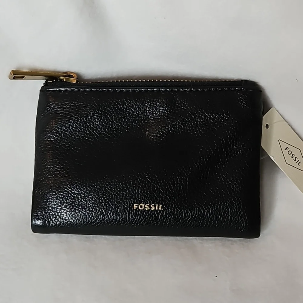Fossil Lainie Wallet Women’s Pebbled Leather Black Multifunction 5" Credit Card - Picture 3 of 14